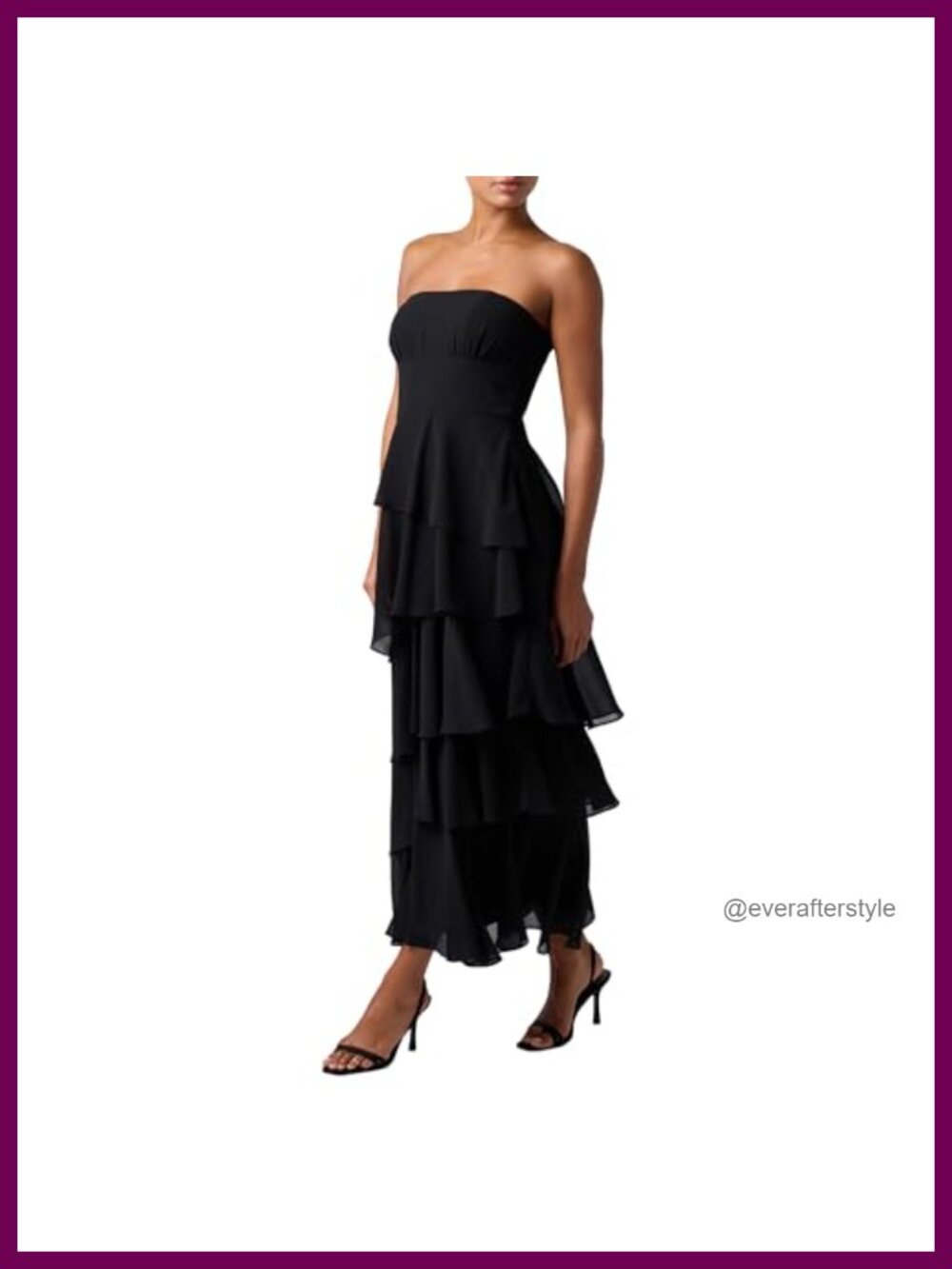 Lulus Strapless Tiered Ruffle Midi Dress Chiffon Formal Party